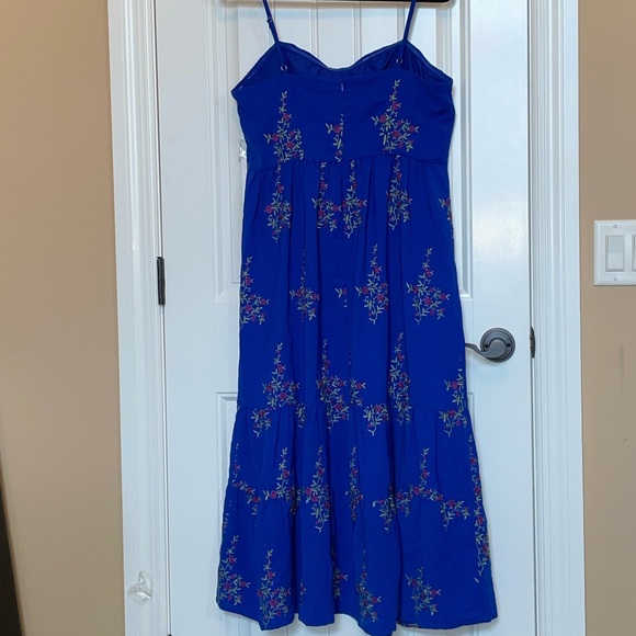 Betsey Johnson Dresses & Skirts - Betsey Johnson 12 Royal Blue Floral Midi Dress with Adjustable Spaghetti Straps
